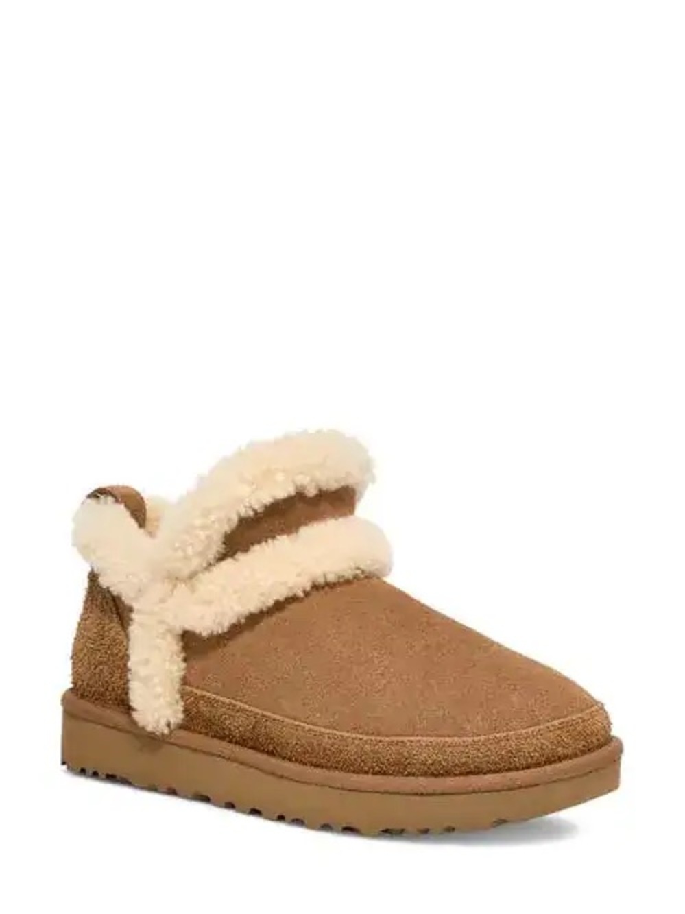 UGG Classic Ultra Mini Spillseam Genuine Shearling Bootie, Chestnut Brown – 6
